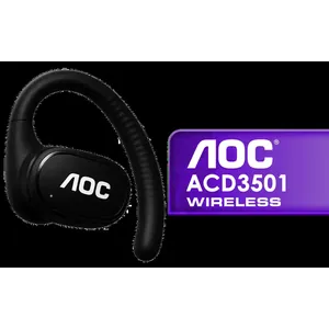 AOC ACD3501 Wireless Bluetooth Earphones - Black / Enc Ear Clip / Built-In Microphone for Clear Communication / Perfect for Runners and Exercise / ACD3501BK/00\\t