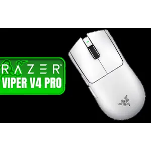 Razer Viper V4 Pro Wireless Gaming Mouse - White / 50K DPI Precision Optical Sensor / 8000Hz HyperSpeed Low Latency / Gen-4 Optical Switch Durability / 100M Click Lifecycle Rating / Optical Scroll Wheel Precision / Enhanced Wireless Signal Stability / LED Status Indicator Dongle