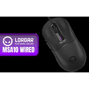 Lorgar MSA10 Wired Gaming Mouse - Black / Up To 12,000 DPI Sensitivity / Ultralight 55g Design / Advanced Pixart 3311 Gaming Sensor / 6 Programmable Buttons / Customizable RGB Lighting / 100% PTFE Feet