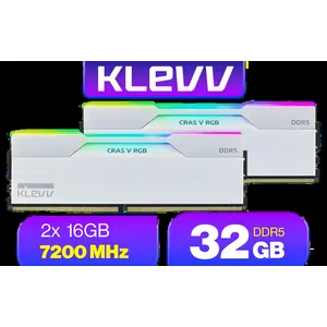 KLEVV CRAS V RGB DDR5 32GB (2x16GB) 7200MHz CL34 A-DIE 1.4V Gaming Desktop Ram Memory SK Hynix Chip XMP 3.0 / AMD Expo Ready - White / KD5AGUA80-72B340J