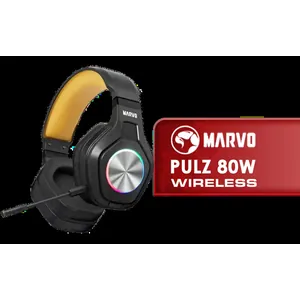 Marvo HG9084W PULZ 80W Wireless Gaming Headset / Stereo Sound / 50mm Speaker Drivers / Ergonomic Design / Static RGB Backlight / Up to 50 Hours of Playback Time / Detachable Microphone / HG9084W\\t\\n