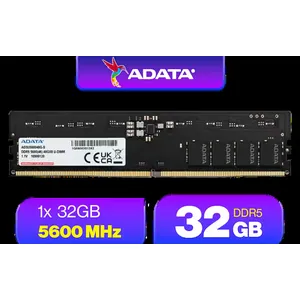 ADATA Premier 32GB (32GB x 1) 5600MHz DDR5 Desktop Memory / Higher Capacities / Improved Stability / Energy-Efficient / AD5U560032G-B