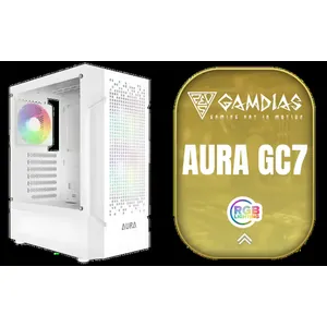 GAMDIAS AURA GC7 ATX Mid Tower PC Gaming Case with Side Tempered Glass / Supports Motherboards up to ATX / 3 Built-in 120mm ARGB Fans