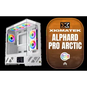 Xigmatek Alphard Pro Arctic Mid Tower Gaming Case / Supports Motherboards up to E-ATX / 6″ Multi Display LCD Panel / Windows 10 & 11 Multi-Display Support / Magnetic Front-or-Side Mounting / Top & Bottom Dust Filters / 6 x Pre-Installed ARGB Fans Included