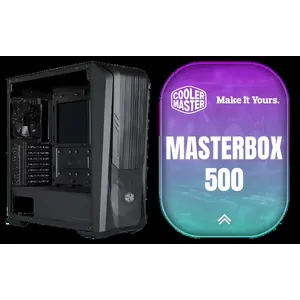 Cooler Master MasterBox 500 PC Case - Mid-Tower Chassis, FineMesh Front Intake & 120mm ARGB Fan, Removeable Top Panel & Tempered Glass Side Panel, Supports Motherboards up to E-ATX, Versatile Component Support, 120mm Rear Fan / MB500-KGNN-S00