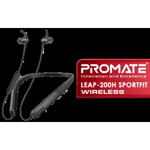 Promate Leap-200H SportFit™ High Fidelity Wireless Earphones - Black / ENC Noise Cancellation / Up to 200 Hour Playtime / Dual Pairing / In-Line Controls / Leap-200H.Black