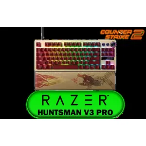 Razer Huntsman V3 Pro TKL Gaming Keyboard - Counter Strike 2 / Razer Gen-2 Analog Optical Switches / 40g Lightweight Actuation Force / Multi-Function Digital Dial / Dedicated Media And Macro Buttons / Razer Snap Tap Input Priority / Onboard LED Actuation Indicators / RZ03-04982100-R3M1