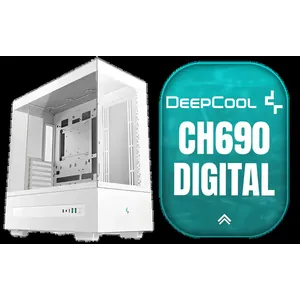 DeepCool CH690 DIGITAL PC Case – White / Semi-Glass Panel Design / DIY Rear Mesh & Fan Bracket Support / Integrated Light Strip Slot / Supports Mini-ITX, Micro-ATX, ATX / 420mm Radiator Support / USB 3.0 / Type-C / CH690-DIGITAL-WH