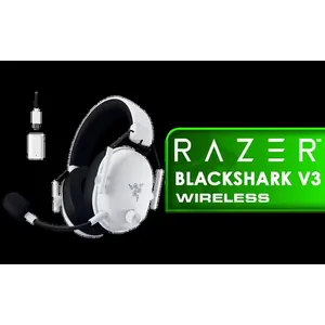 Razer BlackShark V3 Wireless ESports Gaming Headset - White / Hyperspeed Wireless Gen-2 Ultra-Low Latency / Detachable Hyperclear 9.9mm Mic / Triforce Titanium 50mm Drivers / Three Seamless Connectivity Modes / THX Spatial Audio 7.1.4 Surround / Pro-Tuned FPS EQ Profiles / RZ04-05410400-R3M1