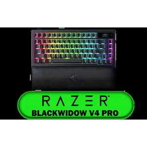 Razer BlackWidow V4 Pro 75% Wireless Gaming Keyboard: OLED Display - True 4K Hz Wireless - Bluetooth - Hot Swappable - Orange Tactile Switches - Command Dial - Snap Tap - Chroma RGB - Wrist Rest
