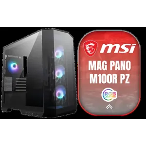 MSI MAG PANO M100R PZ CASE - Black / Supports Micro-ATX & ITX Motherboards / 270° Panoramic Display / 4x Pre-Installed Fans / 175mm Maximum CPU Cooler Height / 390mm Maximum GPU Length / 306-7G24R16-HH9