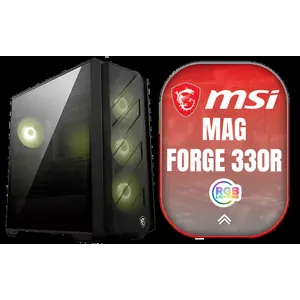 MSI MAG FORGE 330R Airflow Gaming Case / Supports up to ATX Motherboard / Tempered Glass Window / Supports up to 360mm AIO Liquid Cooler / Supports Large 50 Series GPU / 4x 120mm ARGB Fans Pre-Installed