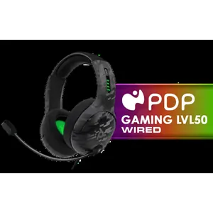 PDP Gaming LVL50 Wired Headset with Mic for Xbox One, Series X|S - PC, iPad, Mac, Laptop Compatible - Noise Cancelling Microphone, Bass Boost, Lightweight, Over Ear Headphones - Camo / Camoflauge / 048-124-AU-CAM