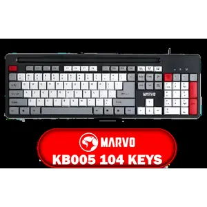 Marvo KB005 104 Keys Office Keyboard (Red-Black) / Cable length 1.5M / 12 multimedia shortcut / KB005
