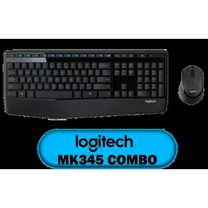 Logitech MK345 Wireless Combo Full-Sized Keyboard with Palm Rest and Comfortable Right-Handed Mouse, 2.4 GHz Wireless USB Receiver, Compatible with PC, Laptop