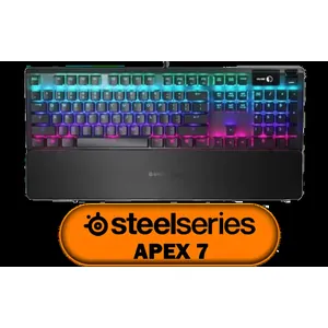 Steelseries Apex 7 RGB Mechanical Gaming Keyboard - Red Switches / OLED Smart Display / Dynamic Per-Key RGB Illumination / Durable Mechanical Gaming Switches / Detachable soft-touch magnetic wrist rest / SS64636