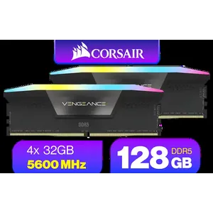 CORSAIR VENGEANCE RGB DDR5 RAM 128GB (4x32GB) 5600MHz CL40 Intel XMP iCUE Compatible Computer Memory - Black / CMH128GX5M4B5600C40