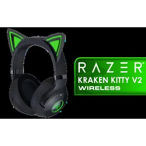Razer Kraken Kitty V2 Bluetooth Gaming Headset - Black / 40mm audio drivers / Up to 40-hour battery life / USB-C fast charging support / noise-cancelling microphone / RZ04-04860500-R3M1
