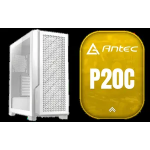 Antec Performance Series P20C White, Massive Metal Mesh Front Panel, 3 x 120mm PWM White Fans, Type-C 3.2 Gen2 Ready, 2 x 360 mm Radiator Simultaneously, GPU Bracket, Mid-Tower E-ATX PC Case - 0-761345-80108-9