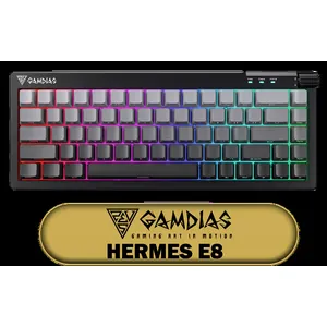 Gamdias Hermes E8 RGB Mechanical Gaming Keyboard / Gradient Black PBT Durable Keycaps / 3-Layer Gasket Structure Stabilized Sound / Hot-Swappable Design Customizable Switches / N-Key Rollover Anti-Ghosting Performance / Knob Volume Control Convenience