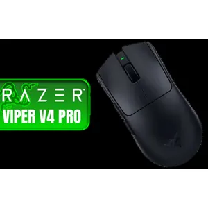 Razer Viper V4 Pro Wireless Gaming Mouse - Black / 50K DPI Precision Optical Sensor / 8000Hz HyperSpeed Low Latency / Gen-4 Optical Switch Durability / 100M Click Lifecycle Rating / Optical Scroll Wheel Precision / Enhanced Wireless Signal Stability / LED Status Indicator Dongle