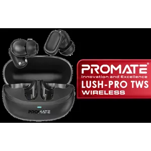 Promate Lush-Pro High-Definition TWS Wireless Earphones - Black / IntelliTouch Control / Crystal Clear Calls / IPx4 Water Resistance / Up to 36 Hours Playback Time / Lush-Pro.Black