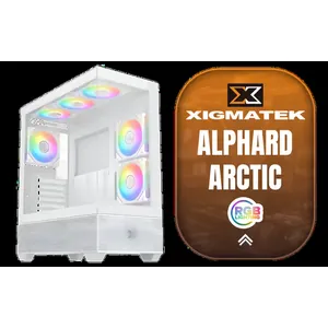 Xigmatek Alphard Arctic Mid Tower Gaming Case - White / Supports Motherboards up to E-ATX / 6 x Pre-Installed Fans Included / EN43833