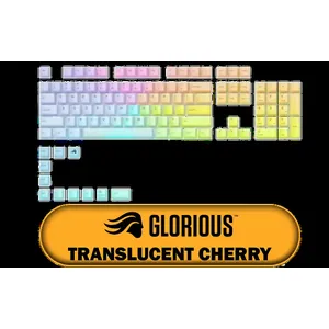 GLORIOUS Polychroma Keycaps: Clear for RGB Shine Through for Mechanical Gaming Keyboards, 115 Keys, Translucent Cherry Profile / GLO-KC-POLY-RGB