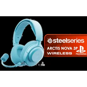SteelSeries Arctis Nova 3P Wireless Playstation Gaming Headset - Aqua / 40mm Neodymium Drivers / 360° Spatial Audio / 30-Hour Battery Life / USB-C Dongle for Multi-Platform Use / Noise-Cancelling Mic / PS5/PS4, PC, Mac, Switch, Mobile, Meta Quest / 61688