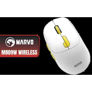 Marvo M809W WH Wireless Mouse / Ergonomic Design / Rechargeable Battery / Dual-Mode Connection / M809W-WH