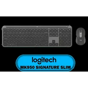 Logitech MK950 Signature Slim Wireless Keyboard and Mouse Combo, Sleek Design, Quiet Typing and Clicking, Switch Across Three Devices, Bluetooth, Multi-OS, Windows and Mac, QWERTY UK Layout - Graphite / 920-012490