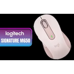 Logitech Signature M650 Wireless Mouse - For Small to Medium Sized Hands, 2-Year Battery, Silent Clicks, Customizable Side Buttons, Bluetooth, for PC/Mac/Multi-Device/Chromebook - Rose / 910-006254