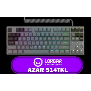 Lorgar Azar 514TKL Gaming Keyboard - Black / 87-Key Layout / Linear Dream Switches / Enhanced RGB Lighting System / Magnetic Top Cover / Aluminum Top Plate / Removable USB-C Coiled Cable / 2-In-1 Classic & Skeleton Design