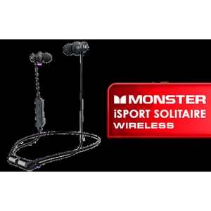 Monster iSport Solitaire High-Performance Wireless Sports Neckband Headphones - Black / IPX5 Water Resistant Earbuds, Bluetooth 5.0 in-Ear Sport Magnetic Connection Earphones with Mic, HD Stereo Headset for Gym, Workout, Running / MH11905