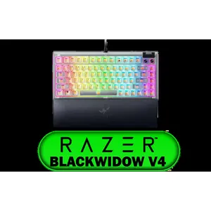 Razer BlackWidow V4 75% Mechanical Gaming Keyboard - Phantom White / Hot-Swappable Design / Compact & Durable / Orange Tactile Switches / Chroma RGB / MF Roller & Media Keys / Comfortable Wrist Rest / RZ03-05003500-R3M1
