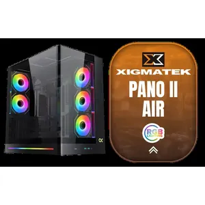 Xigmatek Pano II Air Mid Tower Gaming Case / Supports Motherboards up to E-ATX / Single-Piece Curved Tempered Glass Chassis / Superior Airflow and Ventilation Design / CPU Cooler Clearance up to 165mm / GPU Length up to 400mm / Adjustable GPU Support Bracket / 8 x Pre-Installed ARGB Fans Included / LCD Display Panel Not Included