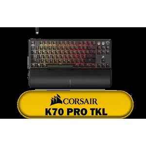 Corsair K70 PRO TKL RGB Tenkeyless Mechanical Wired Gaming Keyboard – Pre-Lubed Hall Effect MGX Hyperdrive Adjustable Switches, Simultaneous SOCD and Rapid Trigger, ABS Double-Shot, QWERTY NA – Black