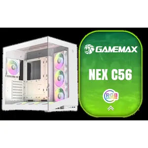 GAMEMAX NEX C56 Gaming Case - White / 270° Panoramic View / Dual Chamber / 7x 120mm ARGB Fans Included / Supports ATX, M-ATX and ITX Motherboards