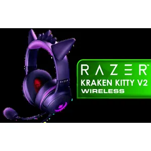 Razer Kraken Kitty V2 Wired RGB Headset with Kitty Ears - Gengar Edition / Stream Reactive Lighting / HyperClear Cardioid Mic / Triforce 40mm Drivers / 7.1 Surround Sound / RZ04-04730300-R3M1