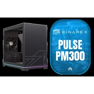 EINAREX Pulse PM300 M-ATX Mini-Tower Case - Black / Supports Micro-ATX and Mini-ITX Motherboards / Integrated Handle for Easy Portability / Dual Mesh Panels for Airflow / Up to 340mm GPU Clearance / Supports Up to 175mm CPU Coolers / Supports Up to 240mm Liquid Coolers / 1x PWM Fan Included