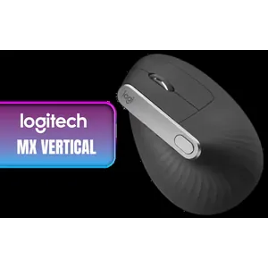 Logitech MX Vertical Wireless Mouse – Ergonomic Design Reduces Muscle Strain, Move Content Between 3 Windows and Apple Computers, Rechargeable, Graphite / 910-005448
