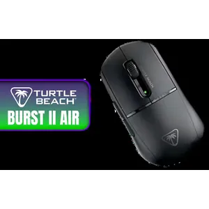 TURTLE BEACH Burst II Air Wireless Gaming Mouse - Black / 2.4GHz wireless & Bluetooth® dual connectivity / Up to 120 hours of battery life / TITAN Switch Optical for a tactile feel with optical speed / 6 programmable buttons including side DPI button / Ergonomic design at just 47g
