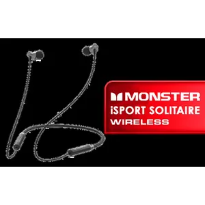 Monster iSport Solitaire Plus High-Performance Wireless Sports Neckband Headphones - Grey / Bluetooth connection / Magnetic Earbuds When not in use / Clear Call Quality / Durable and Splash Proof / Charging Time - 1.5 hours, 10 Hours Playtime per full Charge / MH12007GRY