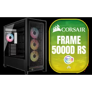 CORSAIR FRAME 5000D RS ARGB High-Airflow Mid-Tower PC Case / Fully Modular Design / 4× RS140 ARGB Fans Included / InfiniRail™ Fan Mounting System / RapidRoute 2.0 Cable Management / Triple 360mm Radiator Support / GPU Anti-Sag Bracket / Reverse Motherboard Compatibility