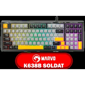 MARVO K638B Soldat S50B Membrane Gaming Keyboard / Rainbow Backlit / ABS Keycaps / Detachable USB Type-C Cable / K638B