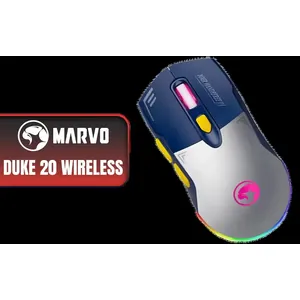Marvo Duke 20 Dual-Mode Wireless Gaming Mouse - White / Dual-Mode Wired Wireless Connectivity / Seven Button Precision Control / Adjustable DPI Up To 4800 / Fourteen RGB Lighting Modes / 250Hz Responsive Polling Rate