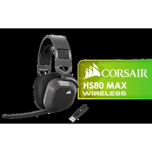 Corsair HS80 MAX WIRELESS Multiplatform Gaming Headset with Bluetooth - Dolby Atmos - Broadcast Quality Microphone - iCUE Compatible - PC, Mac, PS5, PS4, Mobile - Steel Grey