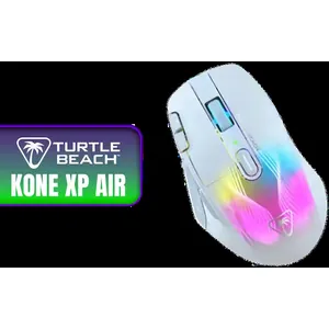 TURTLE BEACH Kone XP Air Wireless Gaming Mouse - White / Lag-free 2.4GHz wireless and Bluetooth dual connectivity / Up to 100 hours of battery life / Owl-Eye™ 19K dpi optical sensor / 3D RGB AIMO lighting with 5 programable zones / Included RGB Rapid Charge Dock