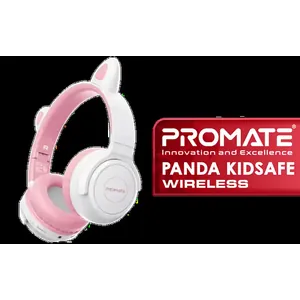 Promate Panda KidSafe Kawaii Style Wireless Kids Headset - Bubblegum / 1000mAh Battery / Up to 40 hours of Playtime / AUX Support / LED Illuminated Ears / PANDA.BUBBLEGUM