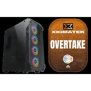 Xigmatek Overtake Tempered Glass RGB Super Tower EATX Gaming Case / 4 x Pre Installed RGB Fans / EN46416